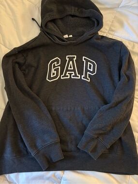 GAP Women’s Charcoal Gray Crewneck Hoodie with White Logo